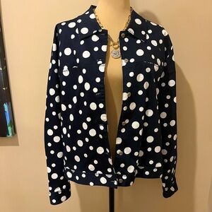 C&B Polka Dot Women's Jacket - Dark Navy and White, size L